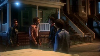 The tough Brooklyn boys act tough outside of Bobby C.'s car.