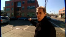 Joseph Cali (Joey in the film) points out where the 2001 Odyssey club used to stand in "Back to Bay Ridge."