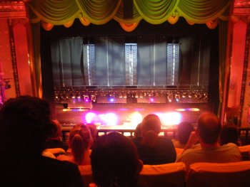 The curtain is lifted for a dramatic look at the El Capitan Theatre's speakers.
