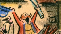 The villagers rejoice in the alternate opening/deleted musical number "Holiday."