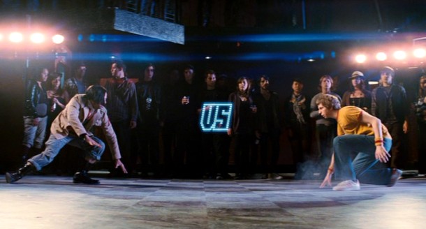 In a setup clearly resembling video games like "Street Fighter" and "Mortal Kombat", Scott Pilgrim (Michael Cera) prepares to do battle with Matthew Patel (Satya Bhabha), the flamboyant first of seven evil exes to be conquered.