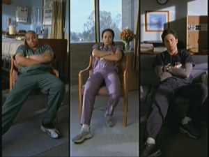 Turk, Carla, and J.D. endure some synchronized frustration.