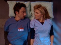 "Scrubs" left viewers mulling over this closing image during the summer break. Though the third season seemed to resolve the J.D./Elliot question "will they or won't they" with the latter, fans of the couple have new reason to hope.