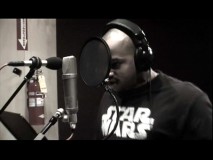 Donald Faison shows his support for George Lucas's space saga while recording songs in a sound studio for the musical episode of "Scrubs".
