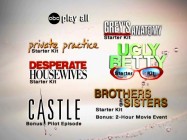 Appropriately enough, the cursor of the ABC Starter Kit DVD's menu is the logo of the network whose shows are promoted.