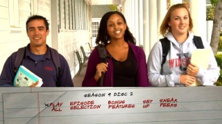 We learn the history of Winston University in the unusually creative DVD main menu opening.