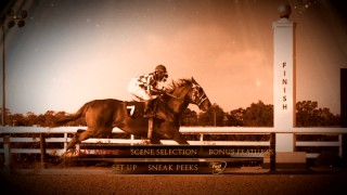 Secretariat rushes to the finish line in ultra-slow motion on the DVD's sepia-toned main menu.