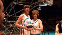 Bill Walton and Will Ferrell pose for a picture together. There hasn't been this much hair on the court since "Teen Wolf."