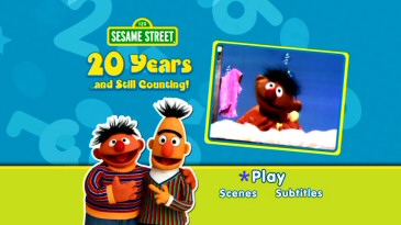 Ernie and Bert are friendly on the DVD's animated main menu, which here shows the clip of Ernie singing "Rubber Ducky" that's translated into various languages in the special.
