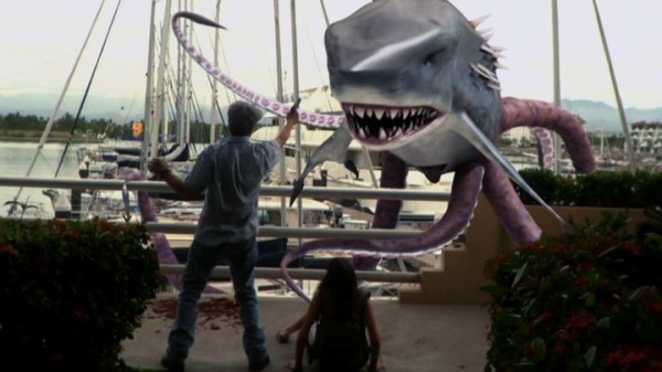 Fire away all you want, Eric Roberts. Your bullets have as much effect on Sharktopus as being out of water.