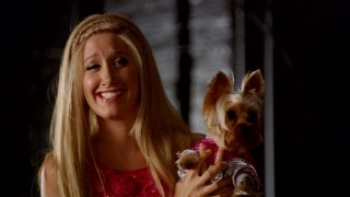 Boi the dog's unpredictability causes Ashley Tisdale to crack up in the Bloopers reel.
