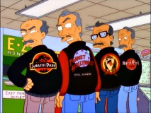 After reaquiring his driver's license, Grampa Simpson gets a death race challenge from this stylish gang, Los Souvenir Jackitos.