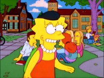 Lisa hopes a black beret will help her blend in on the Springfield University campus in "Little Girl in the Big Ten."