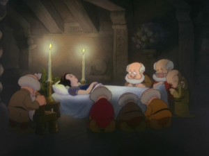 The Dwarfs hold a candlelight vigil for their newfound friend.