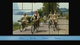 The Blu-ray and DVD's main menus feature grids adding one section at a time of film clips.