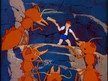 Giant Ants threaten Dino Boy in "Giant Ants."