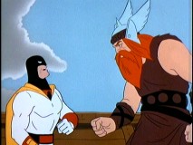 The 12th century Viking Tarko the Terrible squares off with Space Ghost in "The Time Machine."