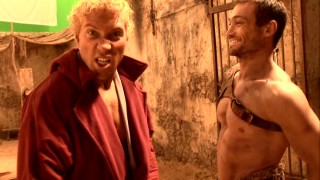 Goofing around in "Exposing Your Ludus", actors Jai Courtney and Andy Whitfield reveal they've formed a friendship like their characters.