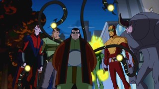 Left to right: Vulture, Sandman, Dr. Octopus, Electro, Shocker, and Rhino. Six of the season's many supervillains join together in the memorable episode "Group Therapy."