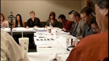 This table read screencap from "Spider-Man Re-Animated" can serve as a fun photo hunt. Can you find the man who plays Freddy Krueger, the woman who's played Pocahontas and her mother, and a Jamba Juice container?