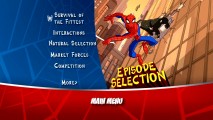 Spider-Man takes to the sky to evade Rhino on Disc 1's first Episode Selection menu.
