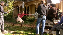 Sarah Bolger shows off her fencing skills in B-roll from a take in "Making Spiderwick!"