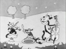The cat, dog, and cow jam to the swingin' tunes in "Mother Goose Melodies."