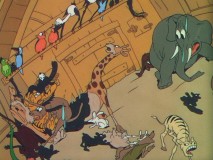 The animals in "Noah's Ark" suffer a bad case of sea sickness in the hull of the tumultuous ship.