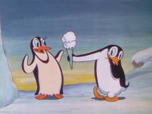 A bashful penguin offers a snow cone to his lurve in "Peculiar Penguins."