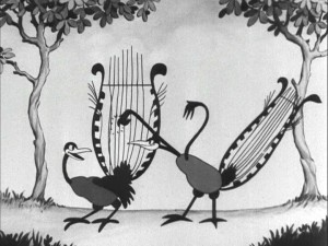 Two lyrebirds "play" each other's tails in "Birds of a Feather."
