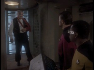 Great Scott! James Doohan returns to the Enterprise as Montgomery Scott in "Star Trek: The Next Generation", only it's a much later ship and the Kirk crew is nowhere to be found!