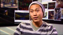 Jon Chu keeps the top of his head warm while discussing his experiences as a first-time feature director in "Through Fresh Eyes."