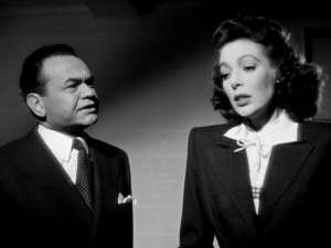 When in doubt, scare the unsuspecting bride (Loretta Young) with Nazi concentration camp footage until she complies.