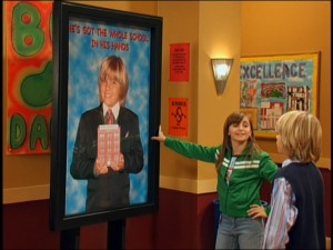 Max (Alyson Stoner, a.k.a. Sally from "Mike's Super Short Show") shows Cole the newest ad in Zack's presidential campaign.