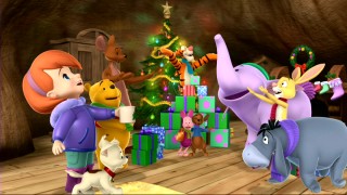The Hundred Acre Wood gang, which now includes 6-year-old Darby (left) and her dog Buster, sing of the joys of Christmas.