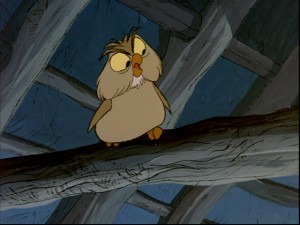 "Who who? What what?" is the typical indignant reaction of Archimedes, the non-nonsense owl. 