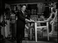 Walt Disney causes a table to levitate in "All About Magic" a Disneyland anthology episode excerpt inexplicably truncated here.