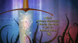 The 16x9 main menu reveals the kid in the sword in the stone.