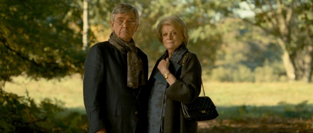 Reggie Paget (Tom Courtenay) and Jean Horton (Maggie Smith), opera singers briefly married ages ago, reconnect at Beecham House in "Quartet."