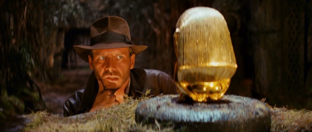 Before taking off priceless artifacts, Indiana Jones (Harrison Ford) has to think about his life.