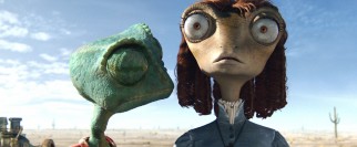 Rango gets his first look at Beans' blank, frozen stare (an involuntary defense mechanism).