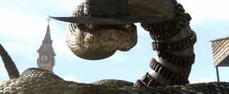 Rattlesnake Jake (modeled after Lee Van Cleef and voiced by Bill Nighy) may seem meant to make impact in 3D, but the film was neither made in nor converted to that format.