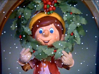 Pinocchio celebrates Christmas with a wreath in "Pinocchio's Christmas."