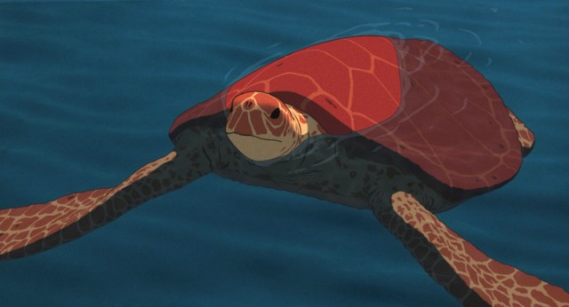The large, eponymous red turtle transforms into something else in "The Red Turtle."