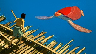 The Red Turtle's poster design serves as the Blu-ray's top menu, with over four minutes of score laid over it.