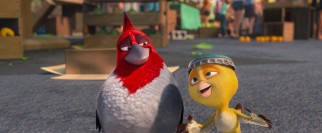 Local little birds Pedro and Nico (voiced by will.i.am and Jamie Foxx) supply advice and rhythm.