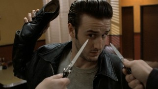Dude (David Arquette) seems to have brought a shoe to a switchblade fight.