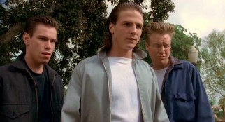 These three hunks (Christian Klemash, Jason Wiles, Aaron Vaughn) torment Dude and his girlfriend.