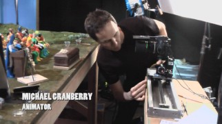 Stop-motion animator Michael Cranberry positions and photographs superhero toys in The Making of the RCDC Special.