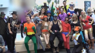 In "Stoopid Alter Egos", Robot Chicken crew members don DC Comics superhero costumes on Hollywood Boulevard to promote their work.